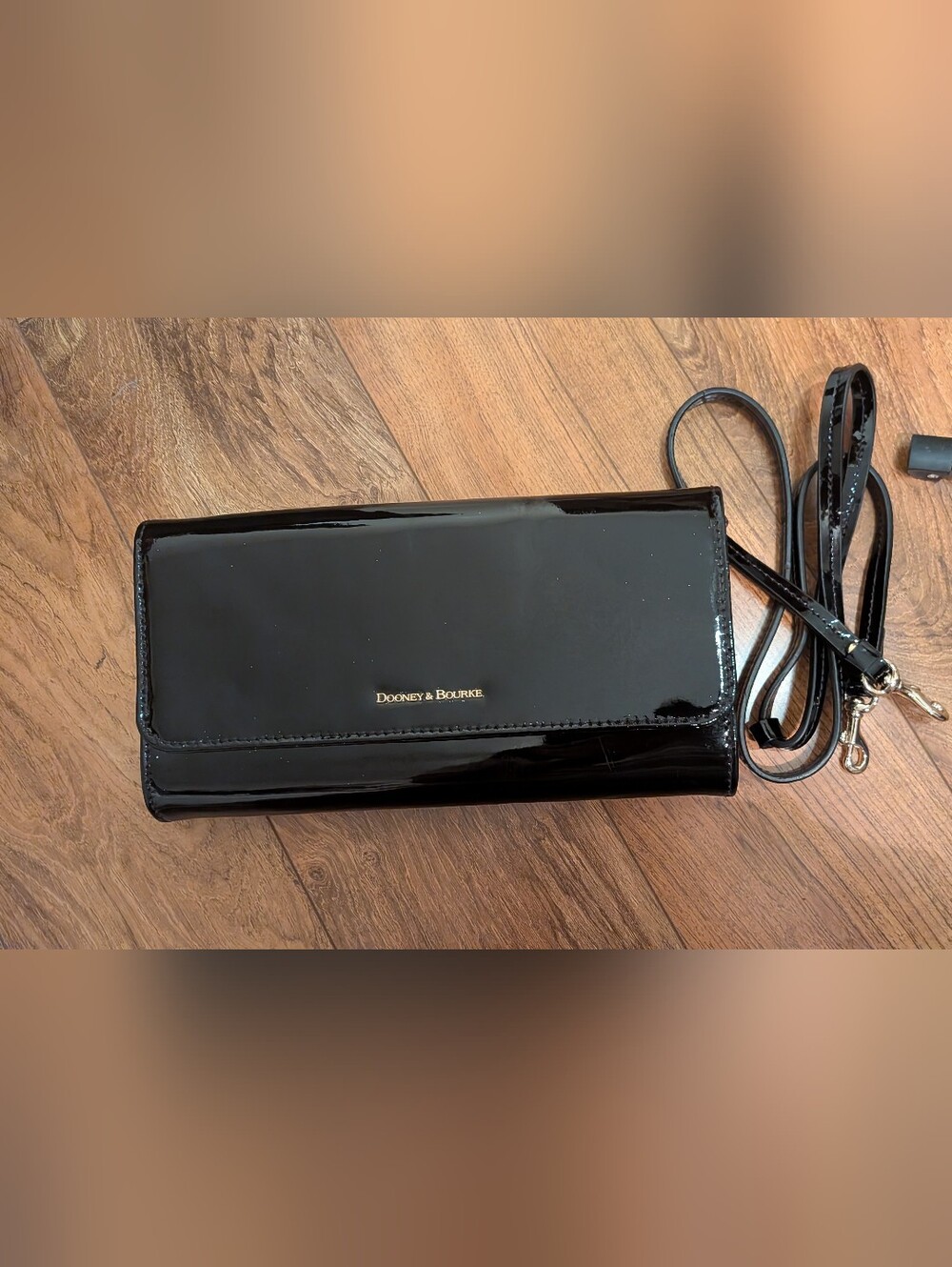 Dooney & Bourke Black Patent Leather Clutch/Shoulder Bag